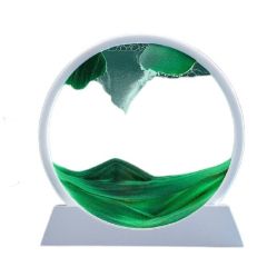 Cumpără acum Clepsidra decorativa imagine 3D dinamica, nisipuri miscatoare, 25x26.5 cm, cadru alb, Verde smarald de pe Sellect.ro